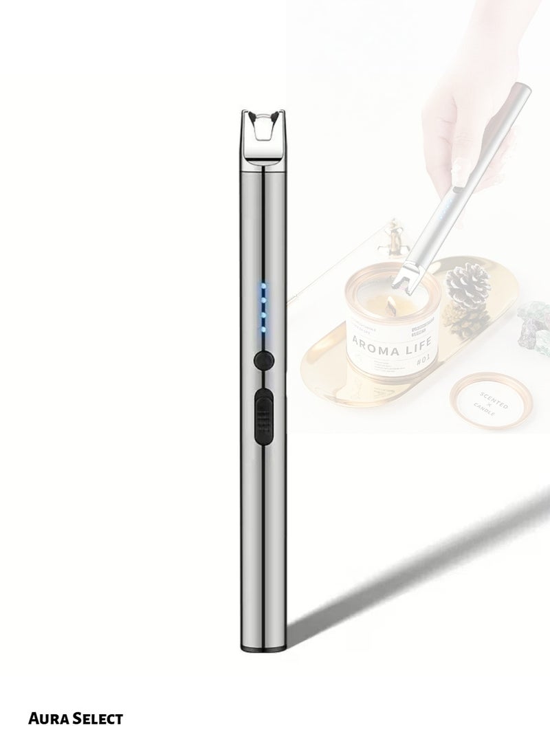  أورا سيليكت ولاعة كهربائية على شكل شمعة قابلة لإعادة الشحن عبر USB، تصميم بلا لهب ومقاوم للرياح، مزودة ببطارية ليثيوم بوليمر 170 مللي أمبير، مع شاشة LED لعرض حالة البطارية - Image 1